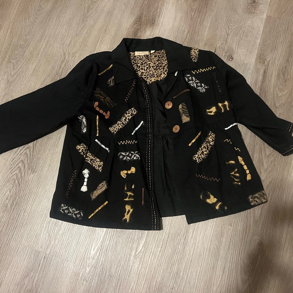 Choices Black and Brown Patterned Women's Blazer